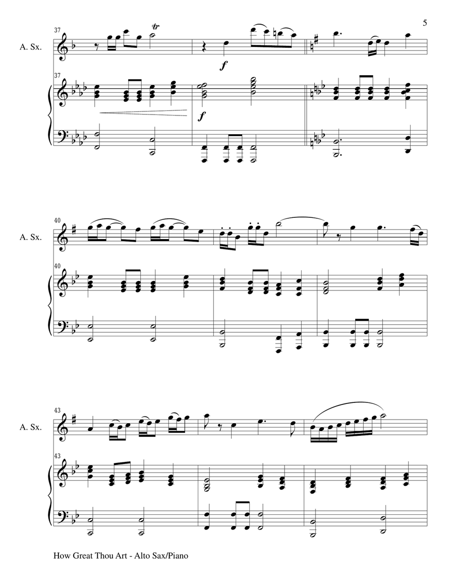 Gary Lanier: HYMNS of PRAISE and ADORATION (Duets for Alto Sax & Piano) Woodwind Duet scores gallery preview page 6