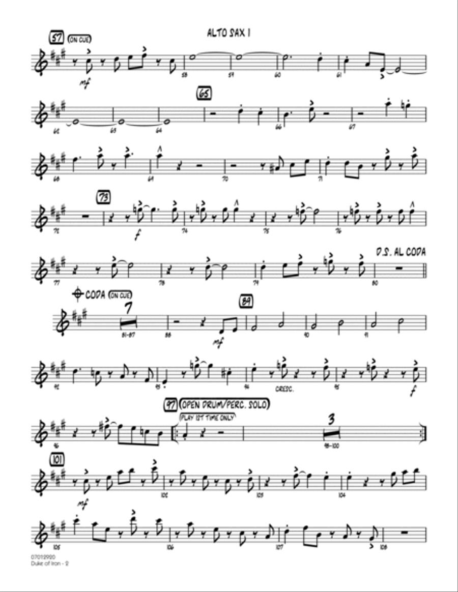 Duke Of Iron - Alto Sax 1 Alto Saxophone scores gallery preview page 2
