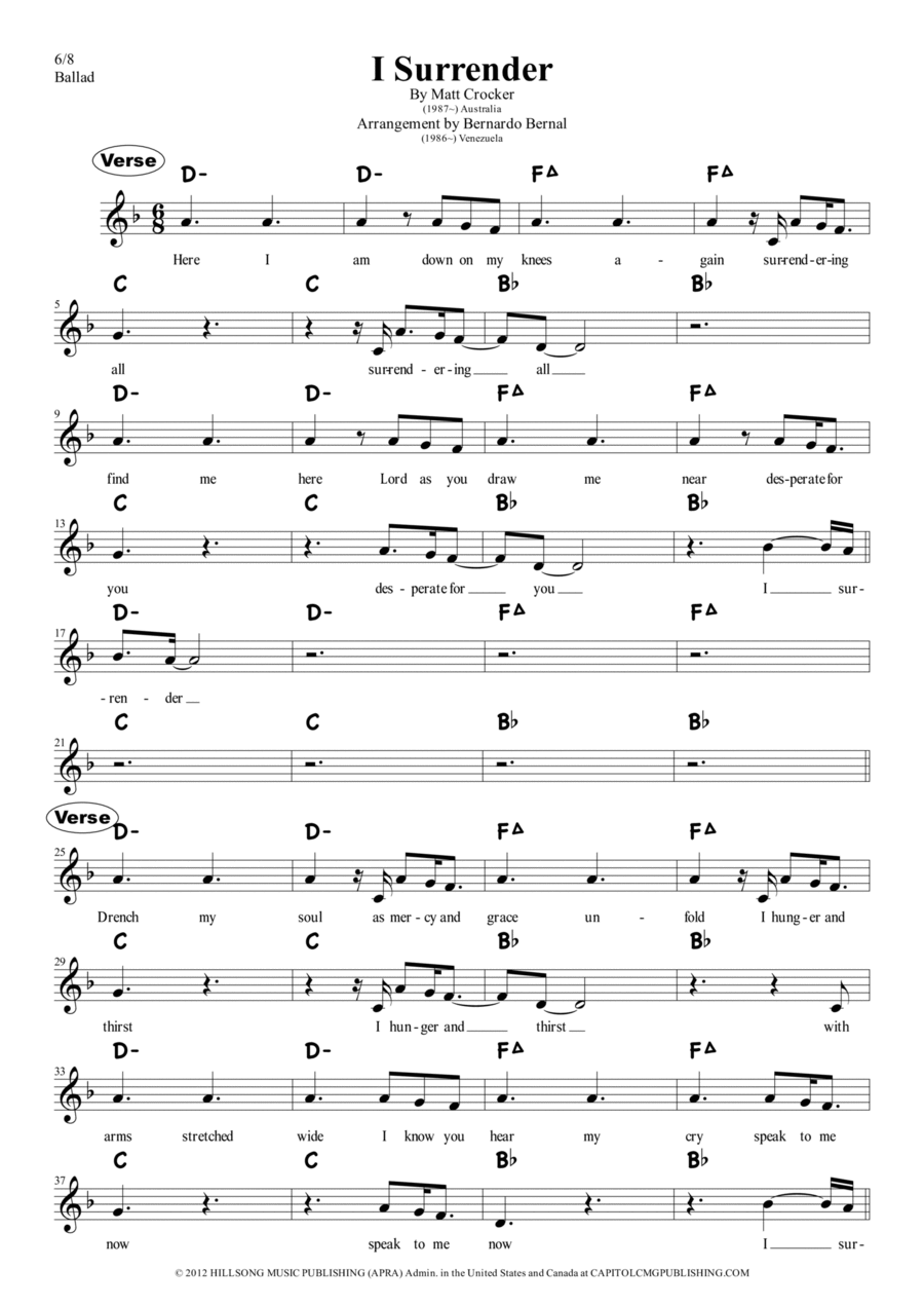 I Surrender I Surrender Piano scores gallery preview page 1