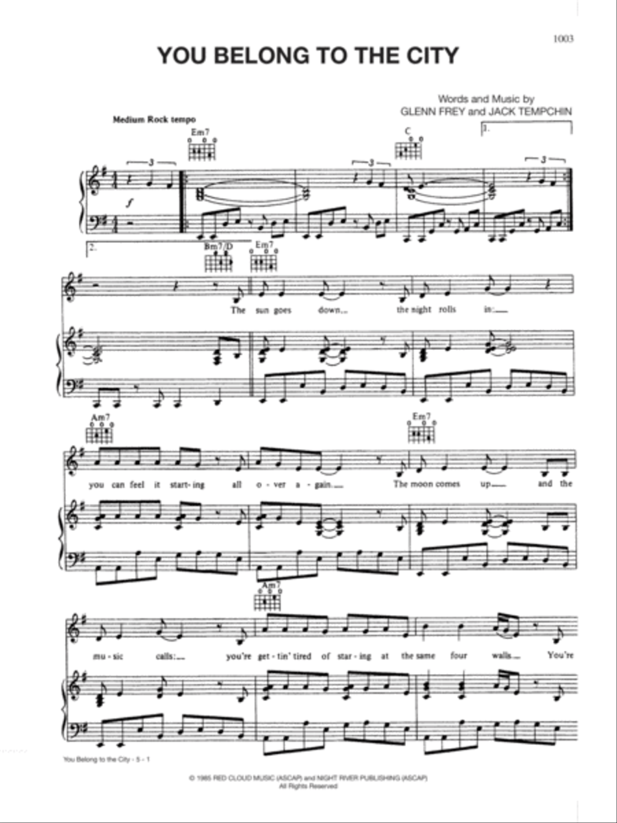 You Belong to the City You Belong to the City Piano, Vocal, Guitar scores gallery preview page 1