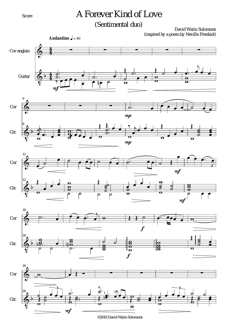 A Forever Kind of Love (Sentimental Duo) for cor anglais and guitar English Horn scores gallery preview page 1