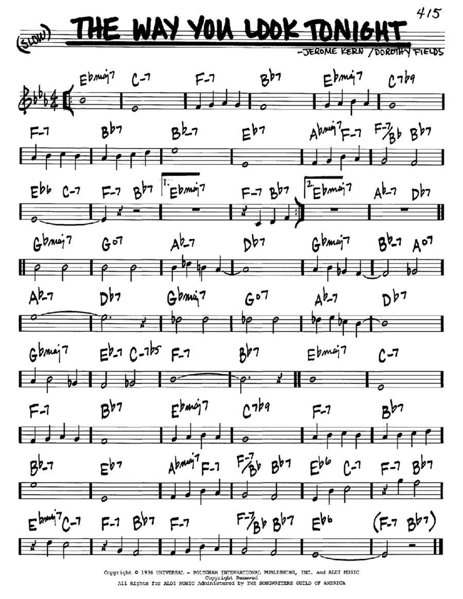 The Way You Look Tonight Piano scores gallery preview page 1