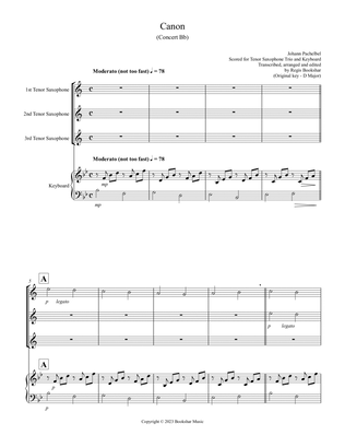 Book cover for Canon (Pachelbel) (Bb) (Tenor Saxophone Trio, Keyboard)