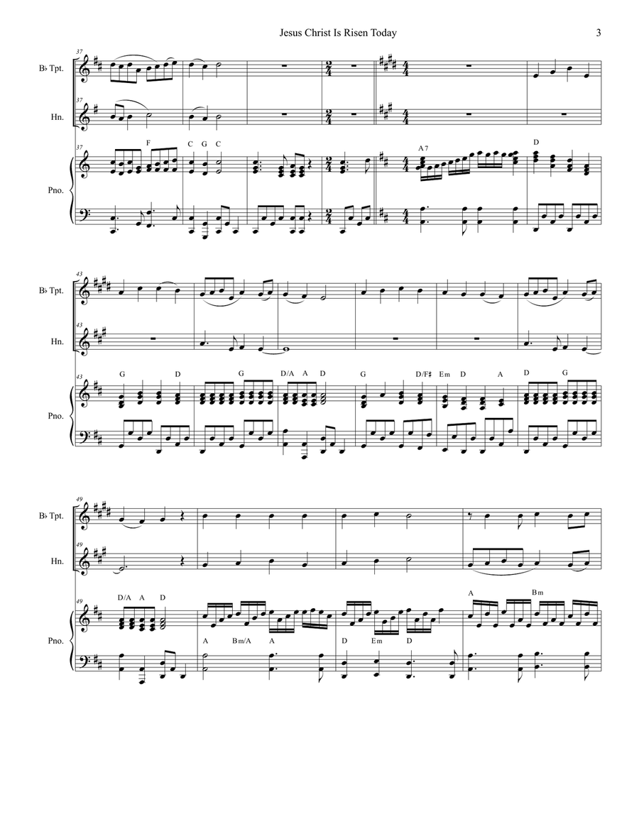 Jesus Christ Is Risen Today (Duet for Bb-Trumpet and French Horn) Jesus Christ Is Risen Today (Duet for Bb-Trumpet and French Horn) Brass Duet scores gallery preview page 4