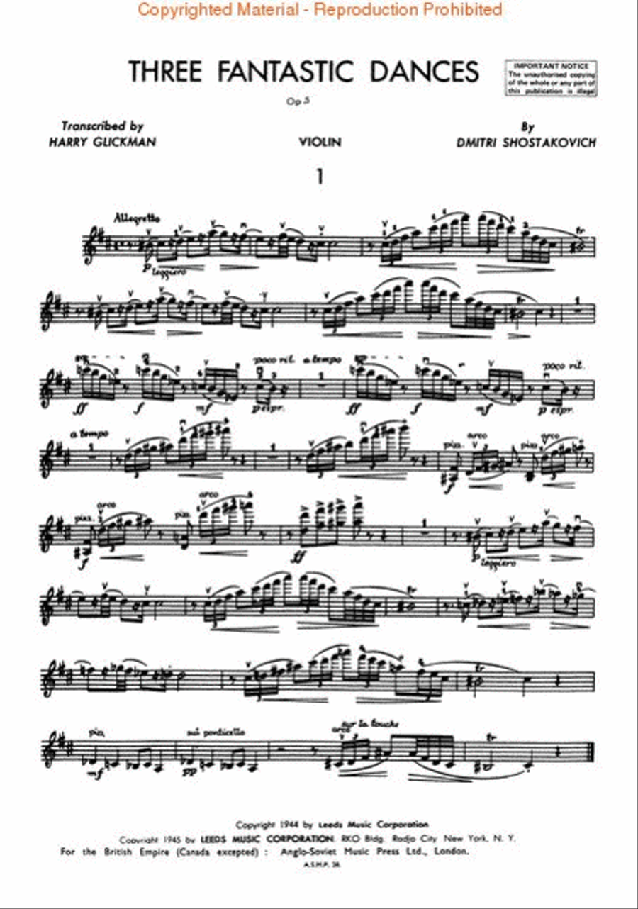 3 Fantastic Dances, Op. 5 Violin Solo scores gallery preview page 3