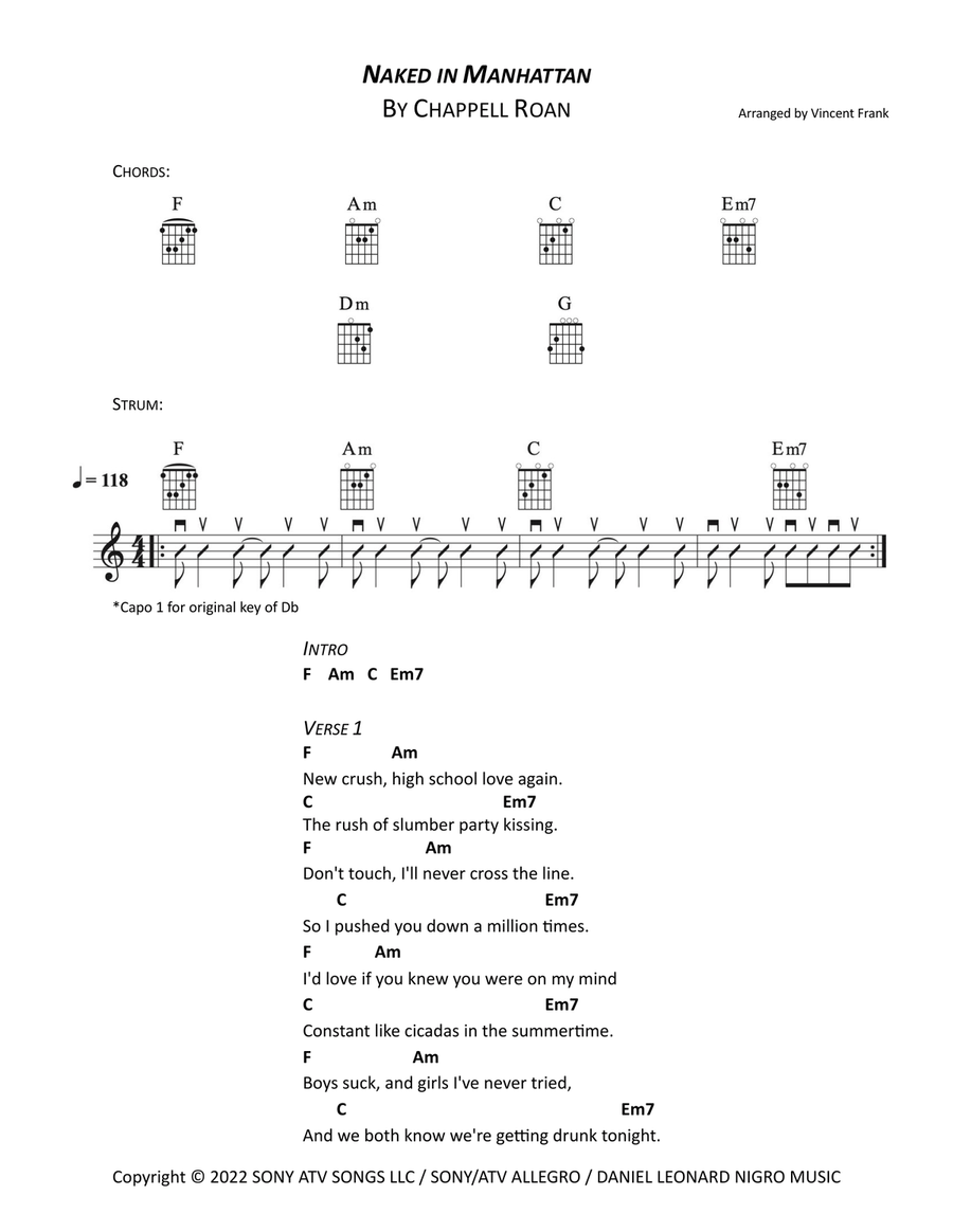 Naked In Manhattan Acoustic Guitar scores gallery preview page 1