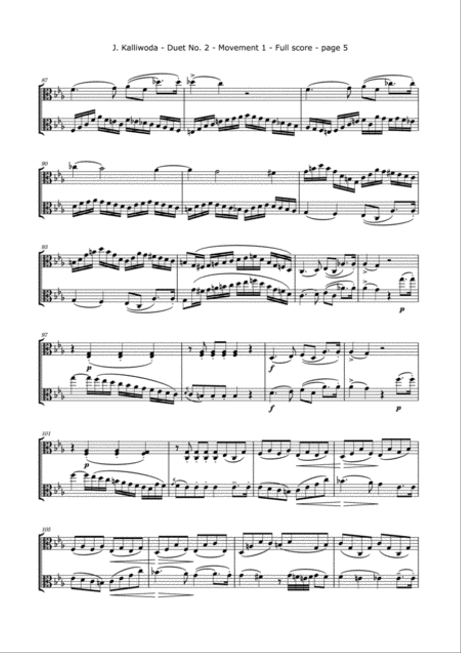 Kalliwoda, J. - Duet No.2, (All Mvts.) Op. 70 for Two Violas String Duet scores gallery preview page 6