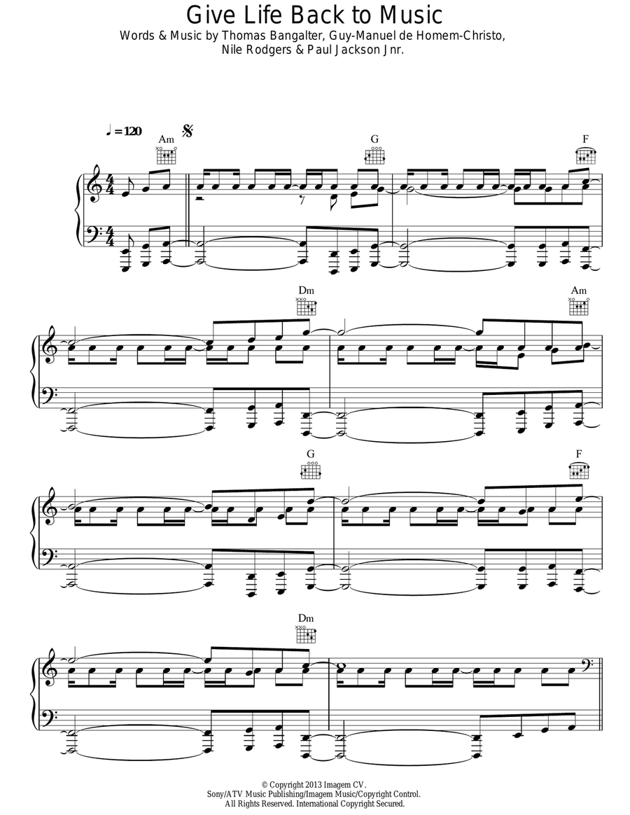Give Life Back To Music Acoustic Guitar scores gallery preview page 1