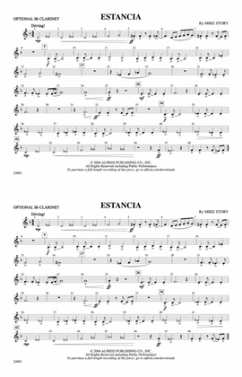 Book cover for Estancia: Optional Bb Clarinet