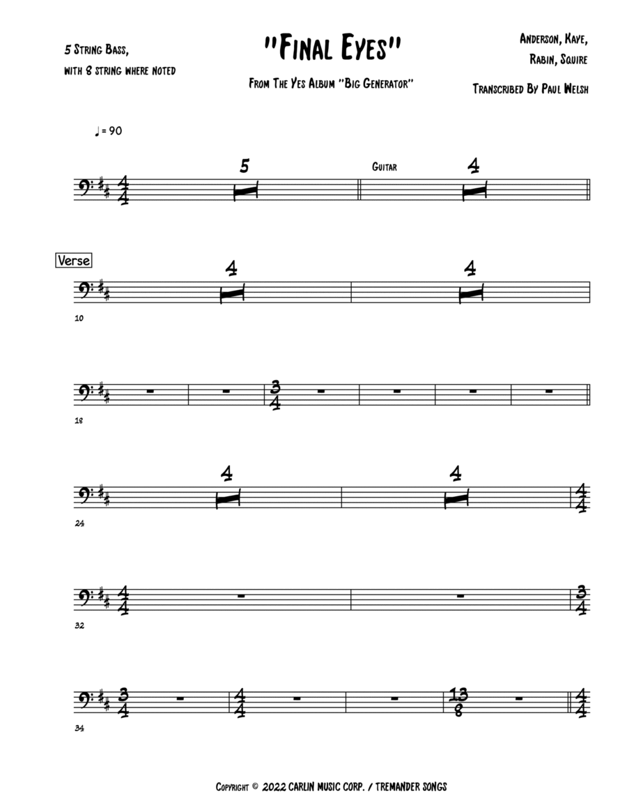 Final Eyes Bass Guitar scores gallery preview page 1