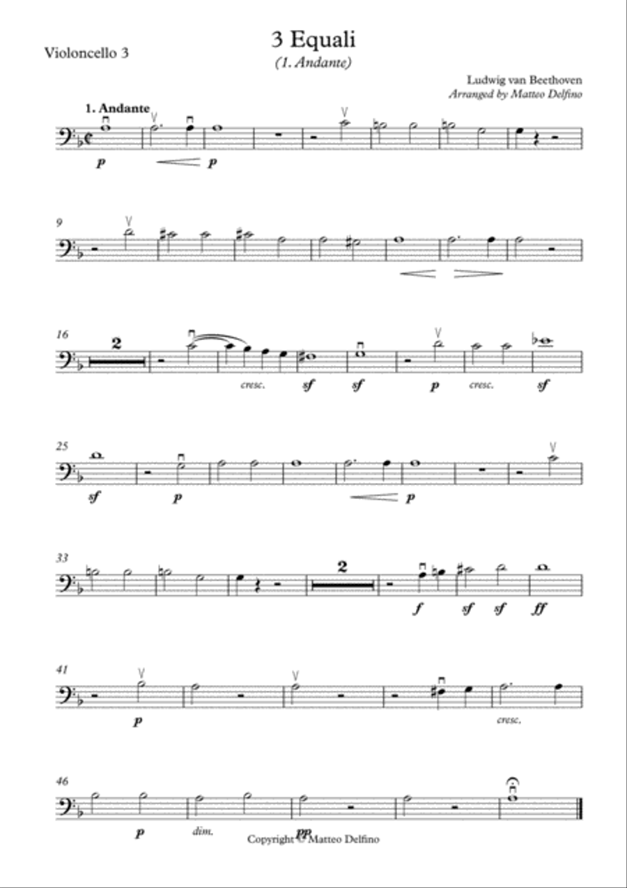 3 Equali (Cello Quartet) Chamber Orchestra scores gallery preview page 6