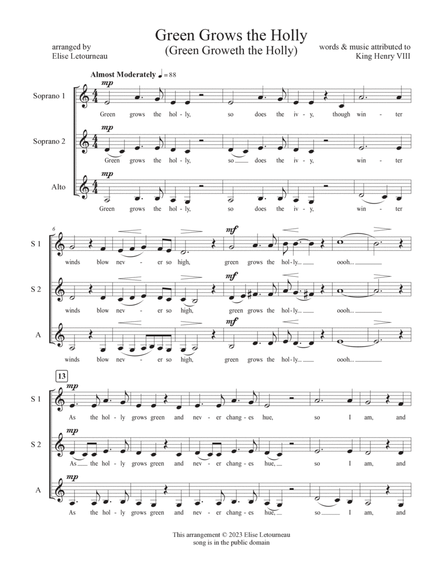 Green Grows the Holly Green Grows the Holly SSA scores gallery preview page 1