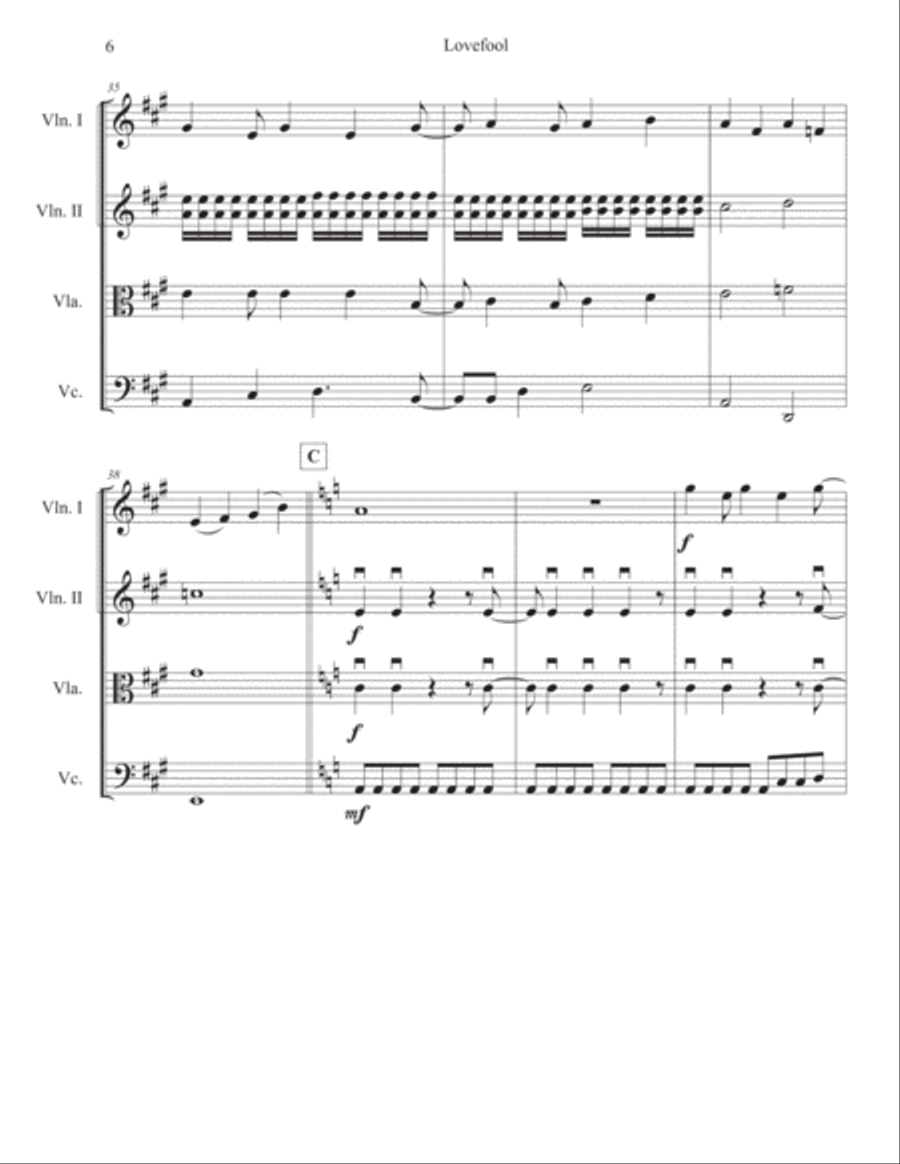 Lovefool Lovefool String Quartet scores gallery preview page 6