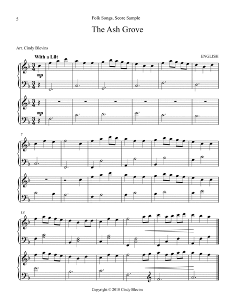 Folk Songs, Harp Duet Collection (10 arrangements) Harp scores gallery preview page 6