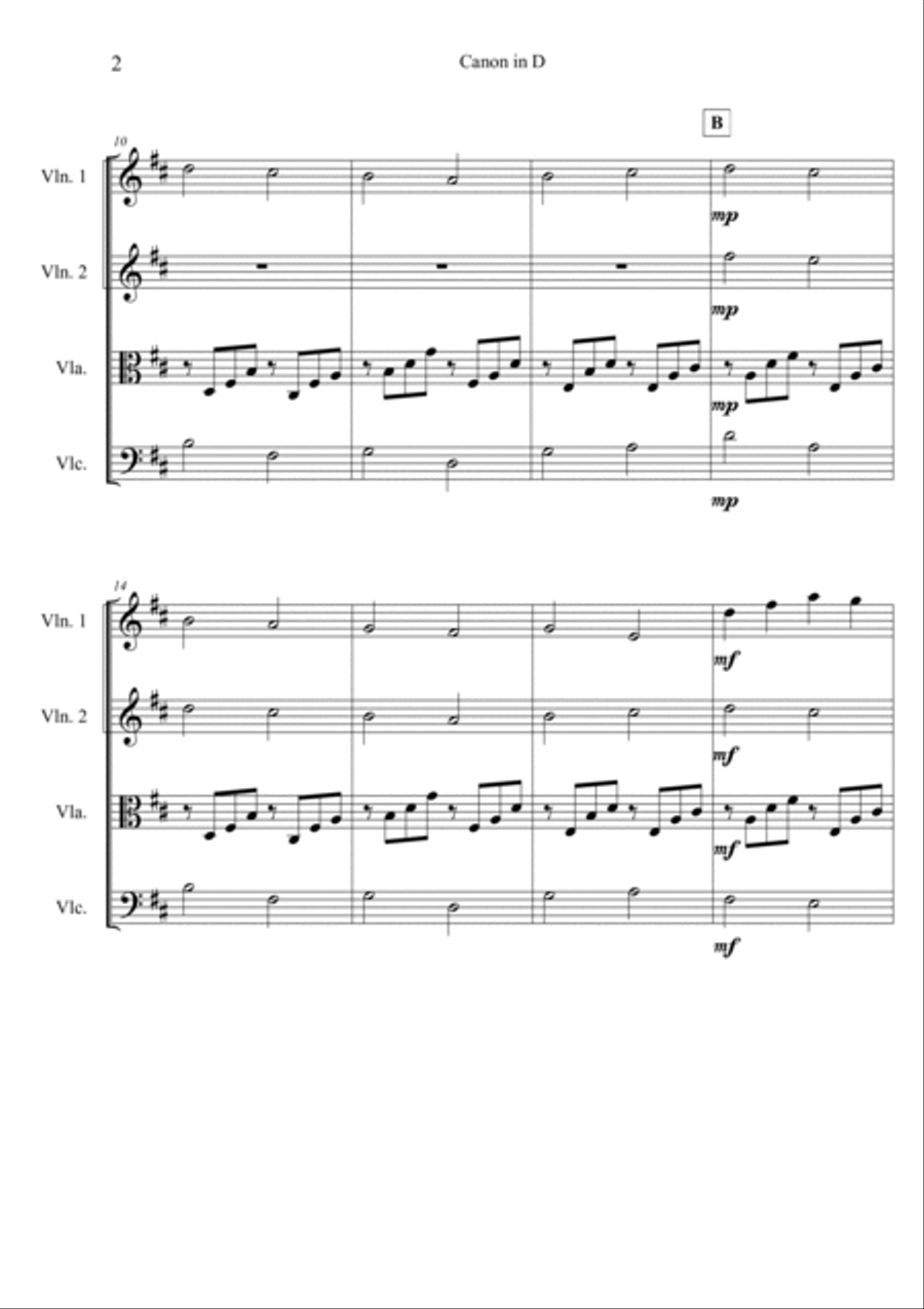 Pachelbel's Canon in D - Score and Parts String Quartet scores gallery preview page 4