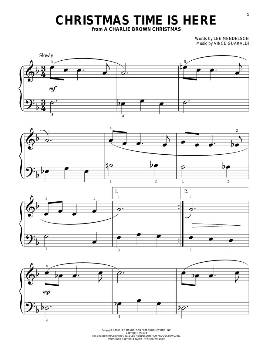 Christmas Time Is Here Christmas Time Is Here Easy Piano scores gallery preview page 1