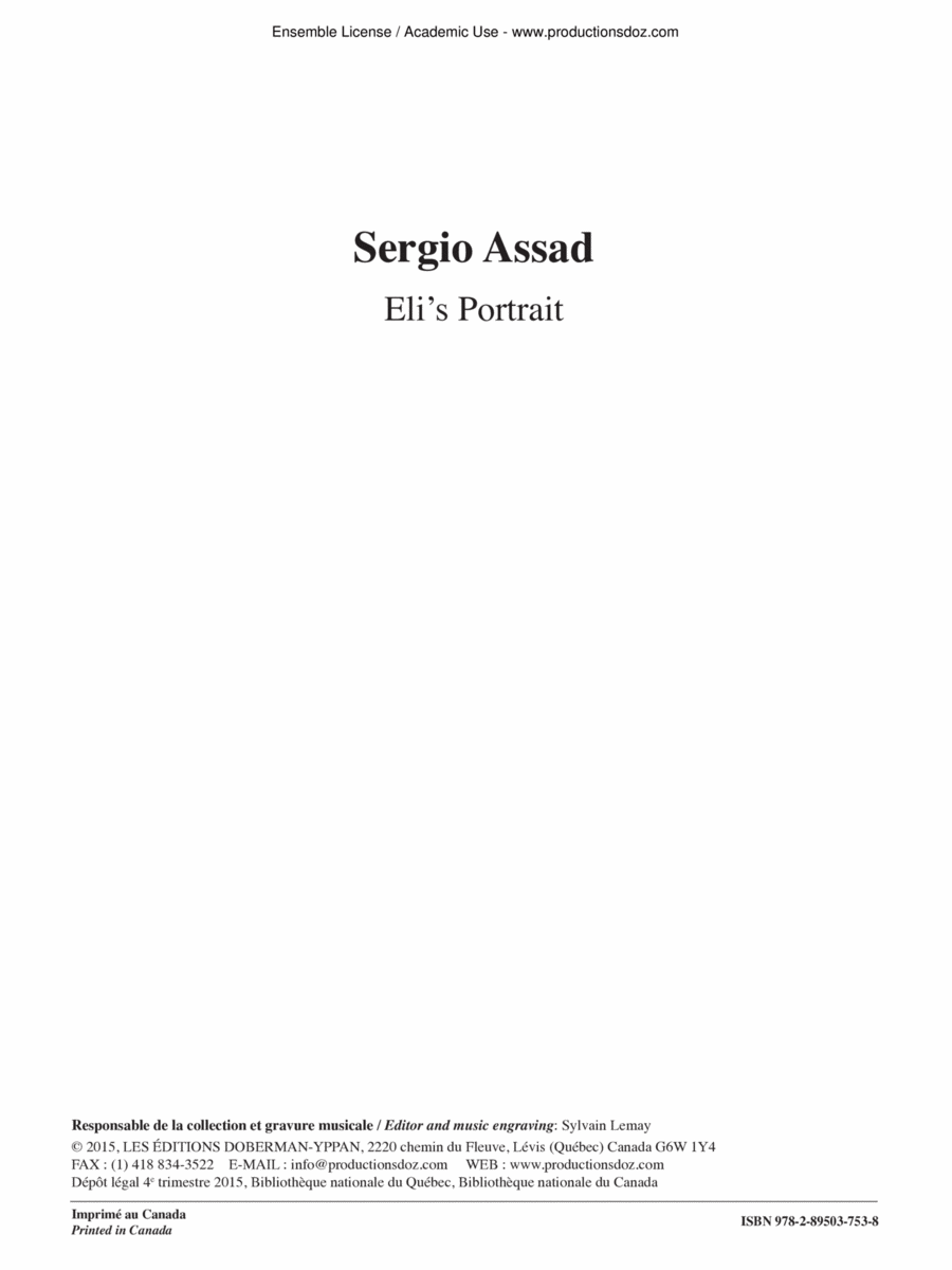 Eli’s Portrait Eli’s Portrait Classical Guitar scores gallery preview page 1