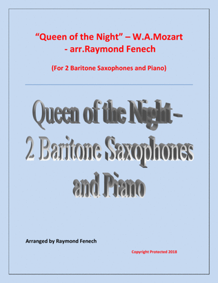 Book cover for Queen of the Night - From the Magic Flute - 2 Baritone Saxes and Piano