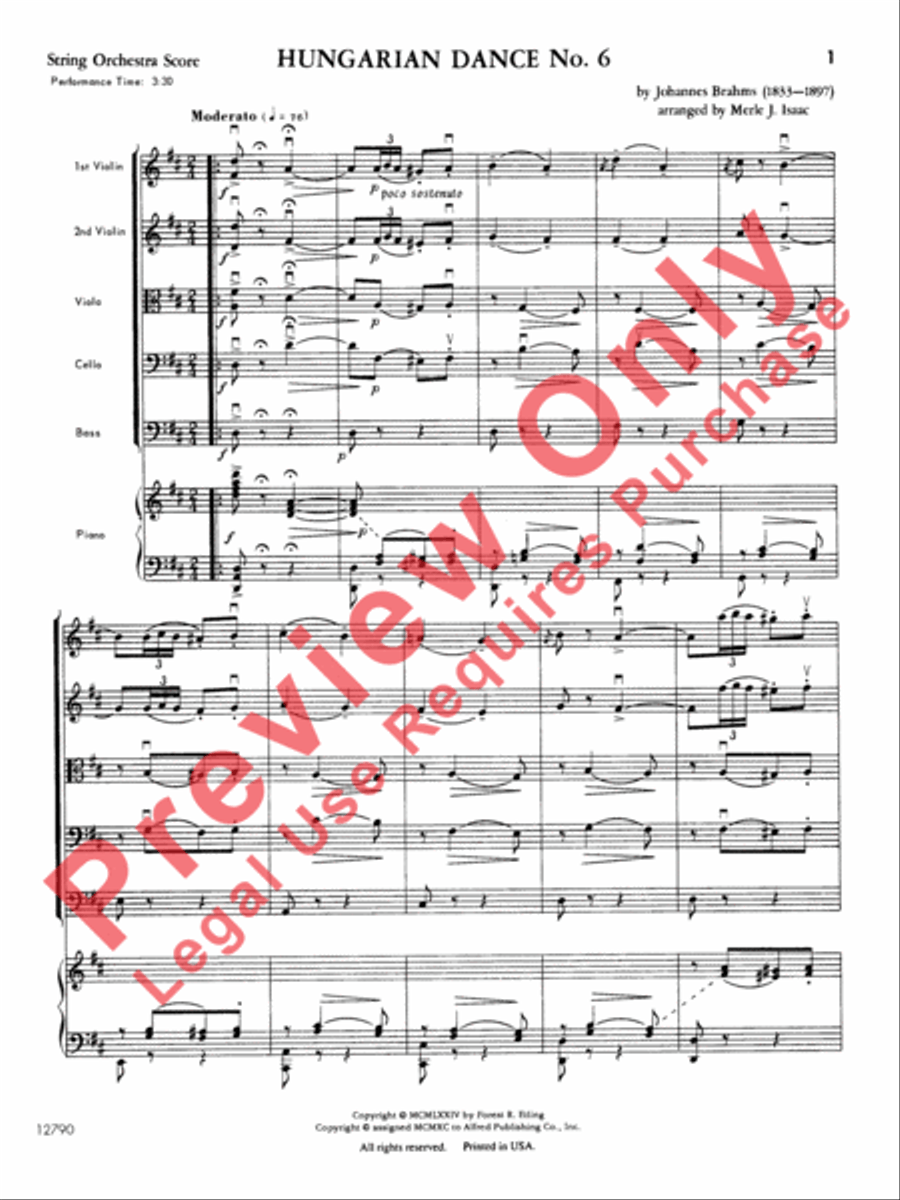 Hungarian Dance No. 6 String Orchestra scores gallery preview page 4