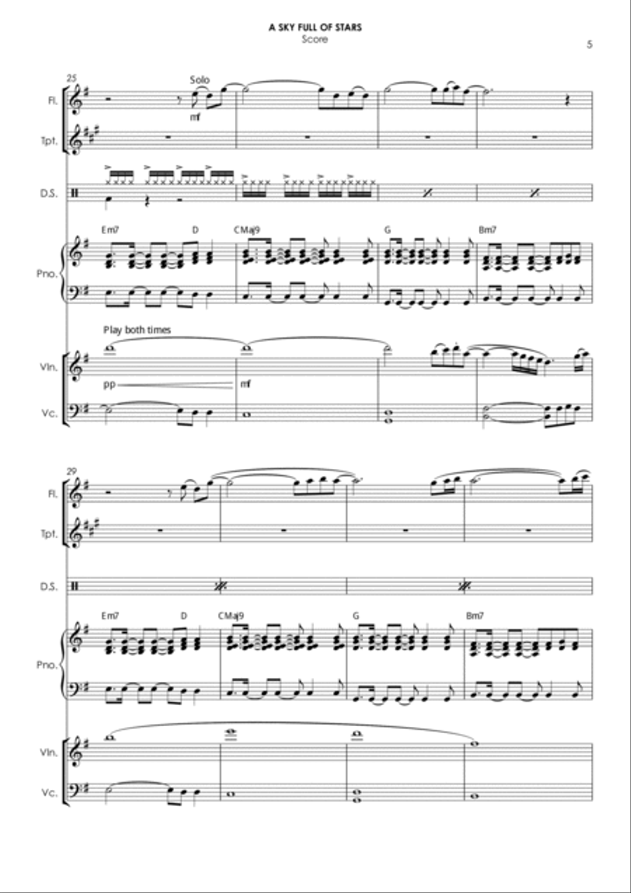 A Sky Full Of Stars Small Ensemble scores gallery preview page 5