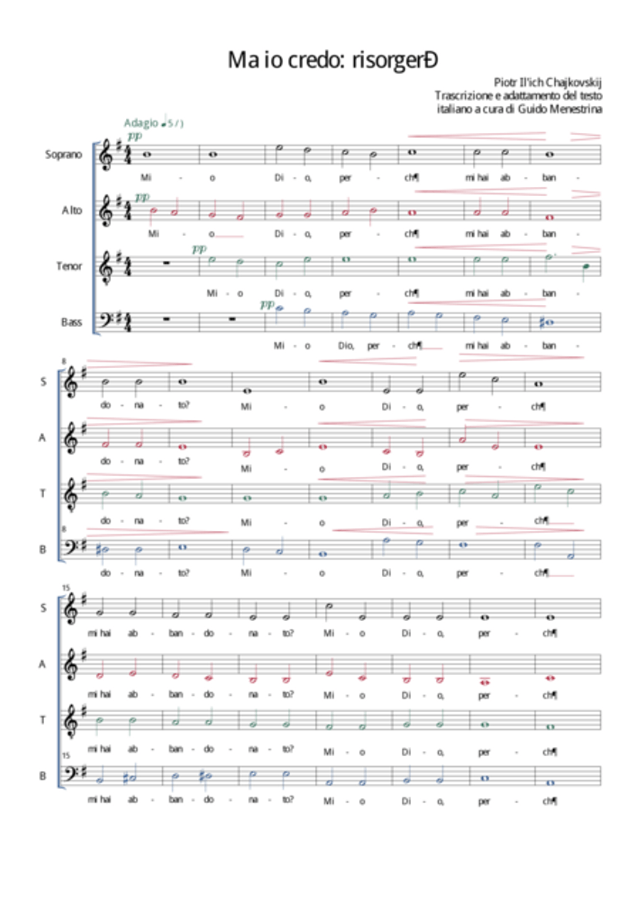 Petr Il'ich Chajkovskij - Io credo: risorgerò SATB 4-Part scores gallery preview page 1