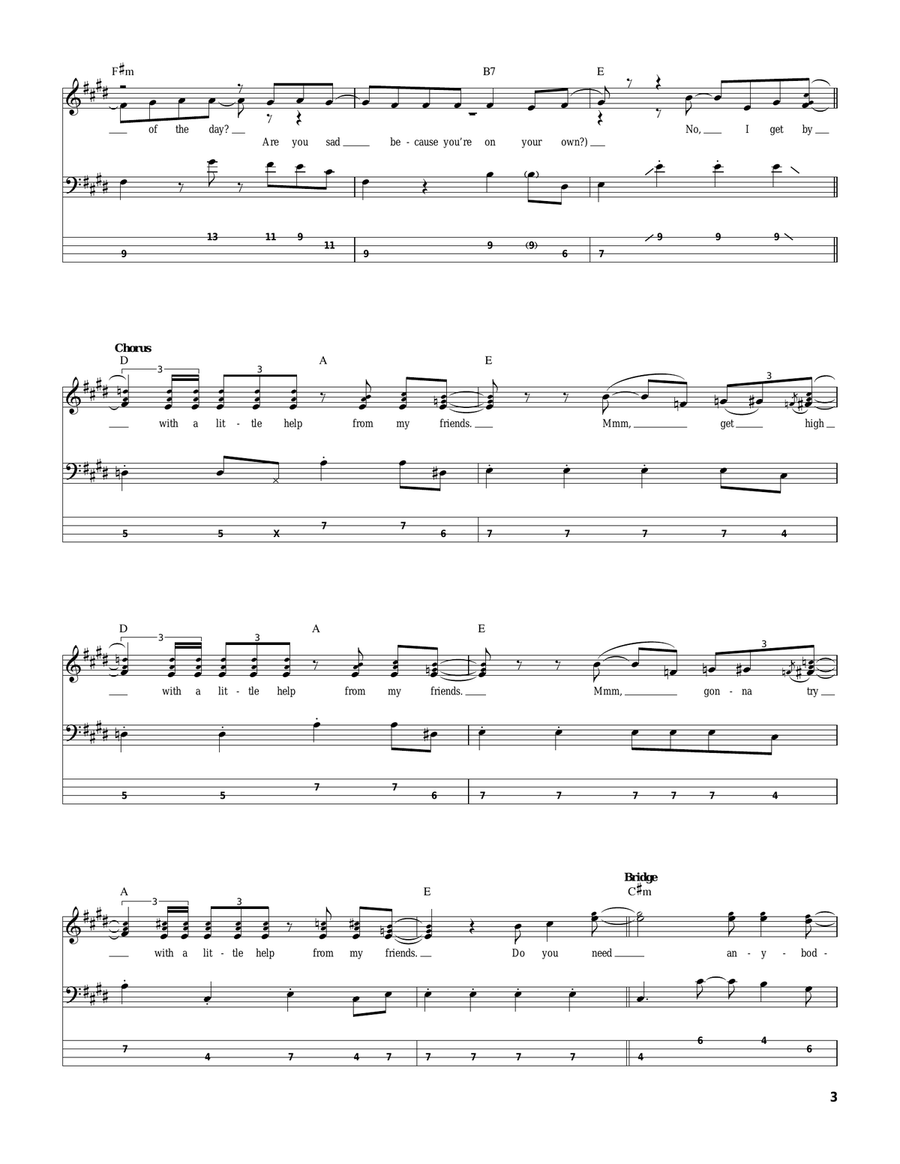 With A Little Help From My Friends Acoustic Guitar scores gallery preview page 3
