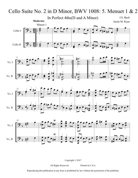 Cello Suite No. 2, BWV 1008: 5. Menuett 1 & 2 image number null