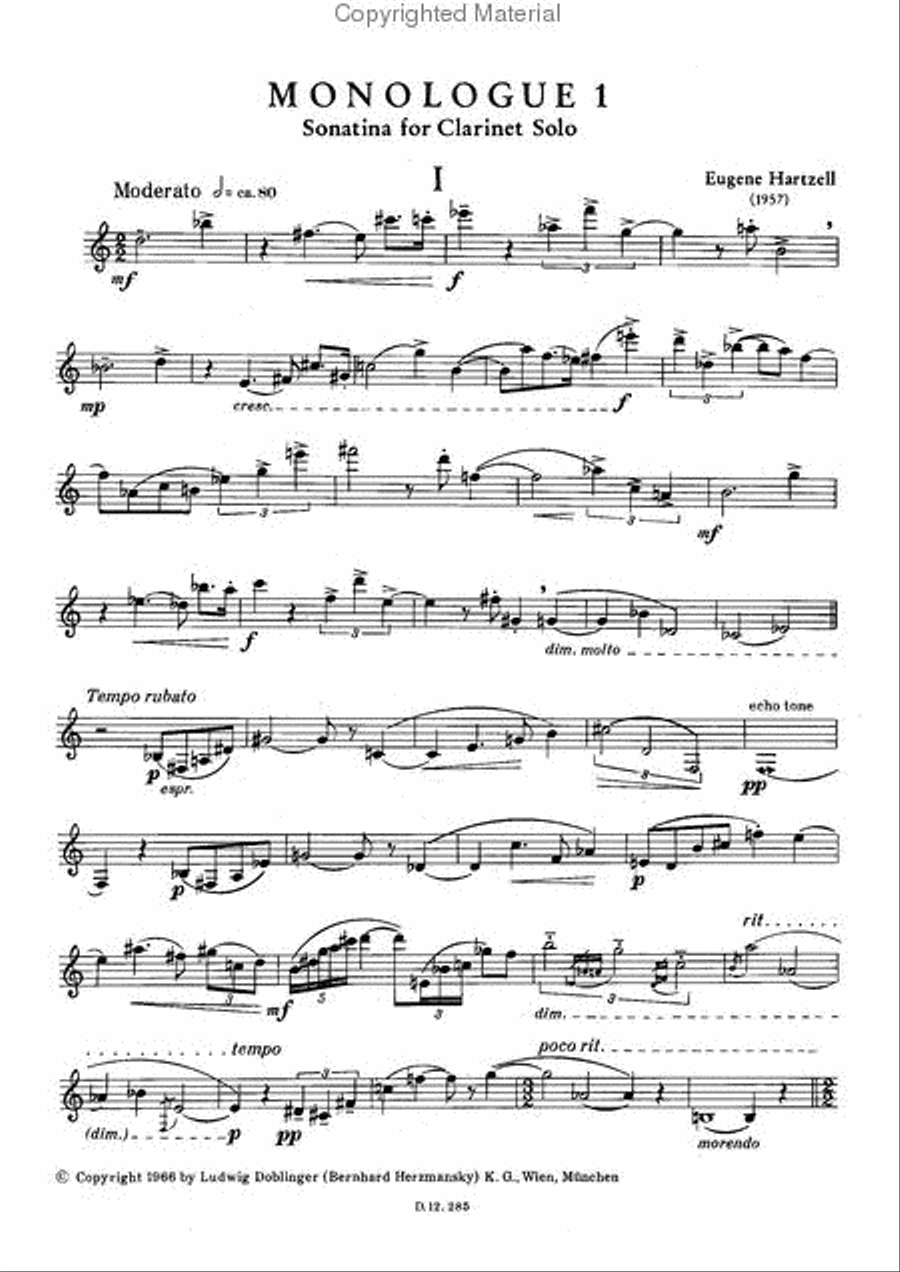 Monologue 1 (Sonatina) Clarinet Solo scores gallery preview page 2