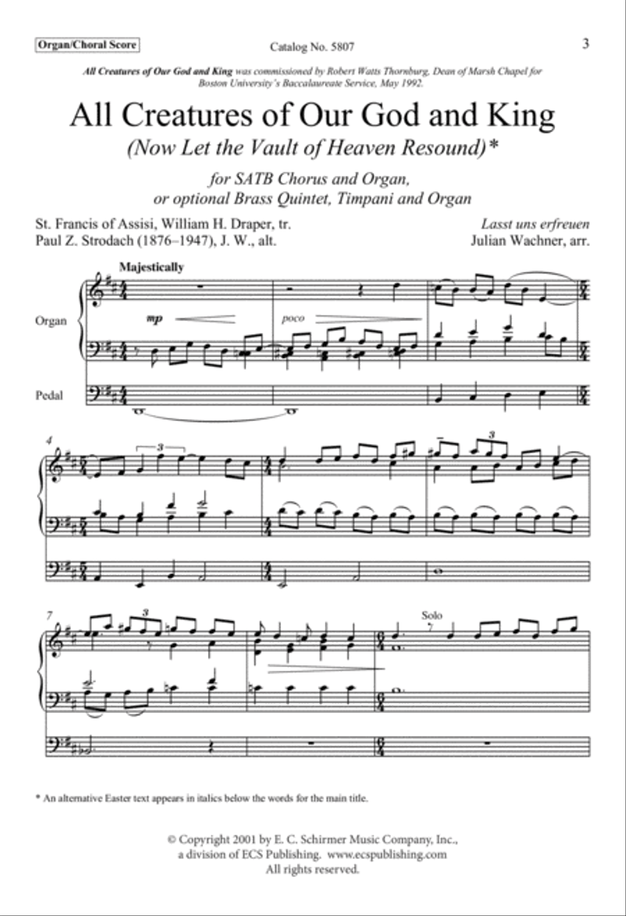 All Creatures of Our God and King (Now Let the Vault of Heaven Resound) 4-Part scores gallery preview page 3