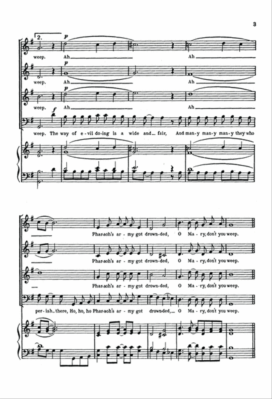 O Mary, Don't You Weep O Mary, Don't You Weep 4-Part scores gallery preview page 3