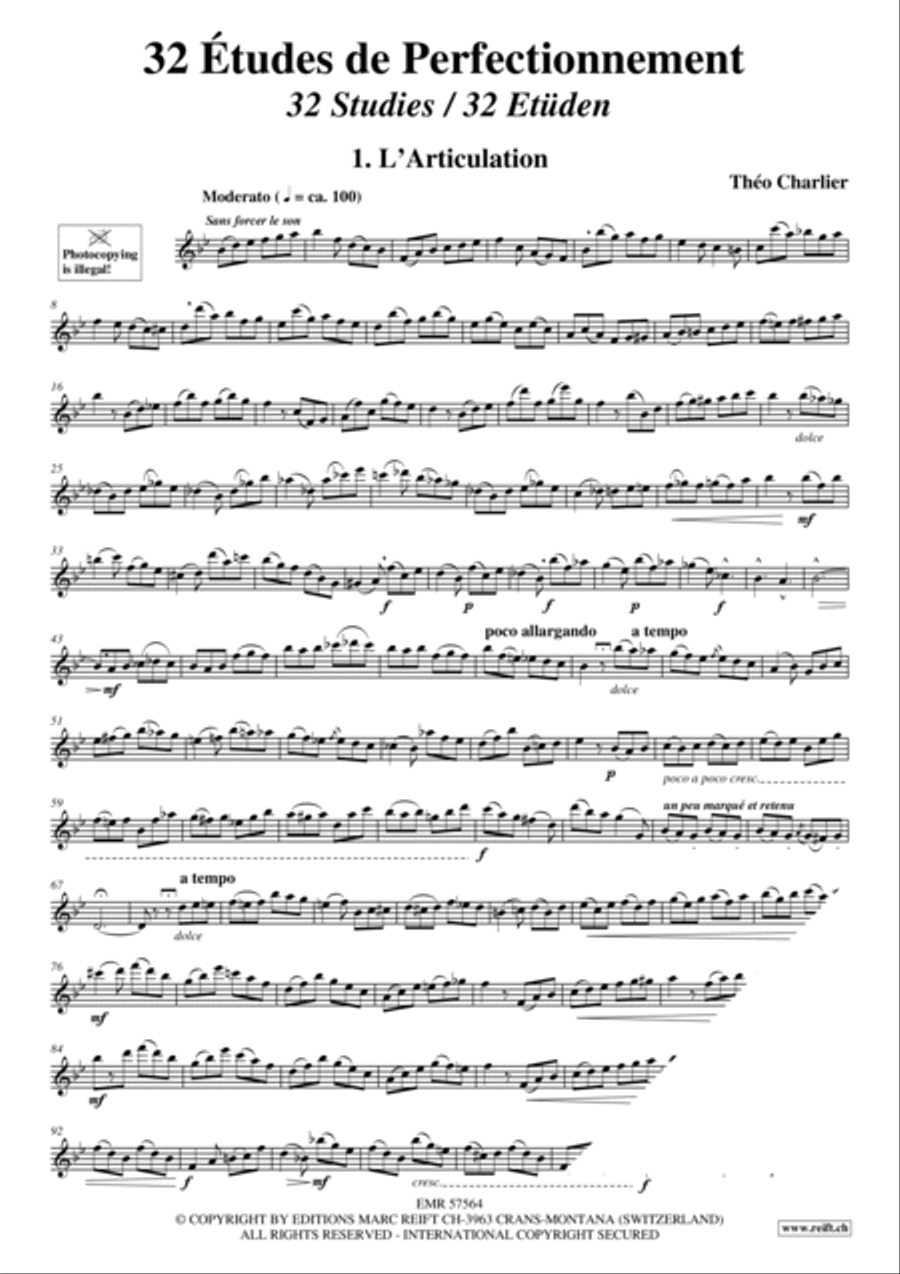 32 Etudes de Perfectionnement Flute Solo scores gallery preview page 3
