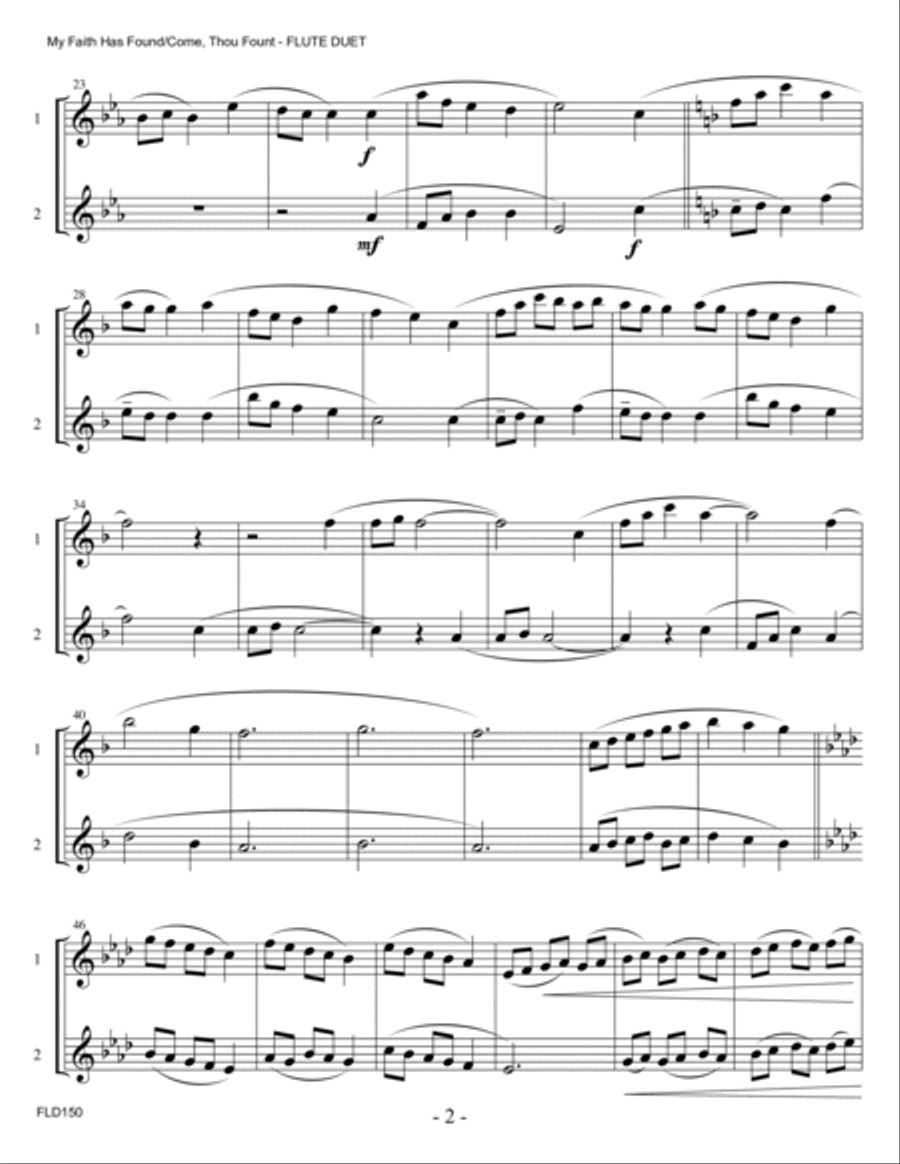 MY FAITH HAS FOUND/COME THOU FOUNT - FLUTE DUET (unaccompanied) Flute Duet scores gallery preview page 2