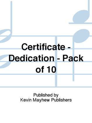 Book cover for Certificate - Dedication - Pack of 10