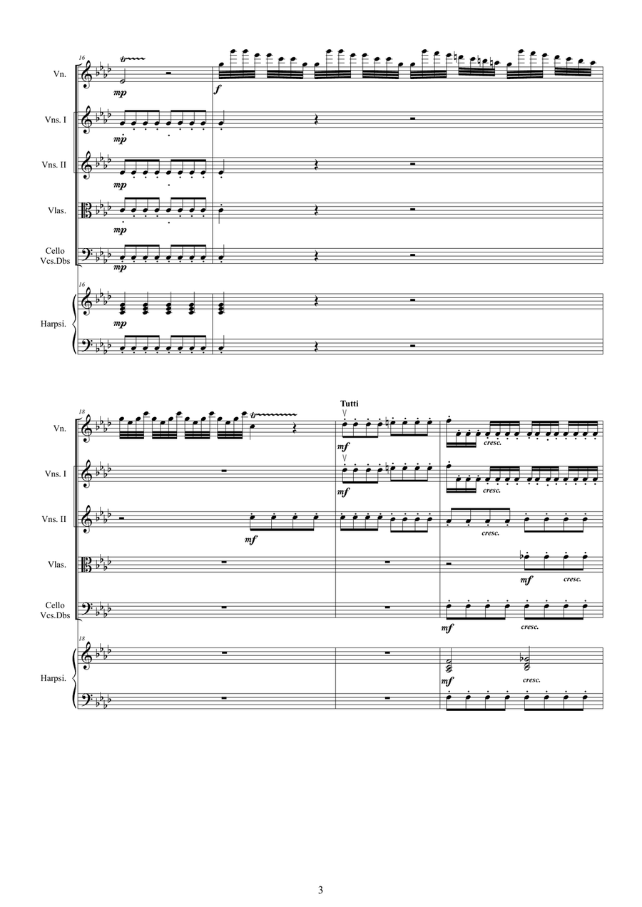 Vivaldi - Violin Concerto No.4 in F minor (Winter) RV 297 Op.8 for Violin, Strings and Harpsichord Chamber Orchestra scores gallery preview page 3