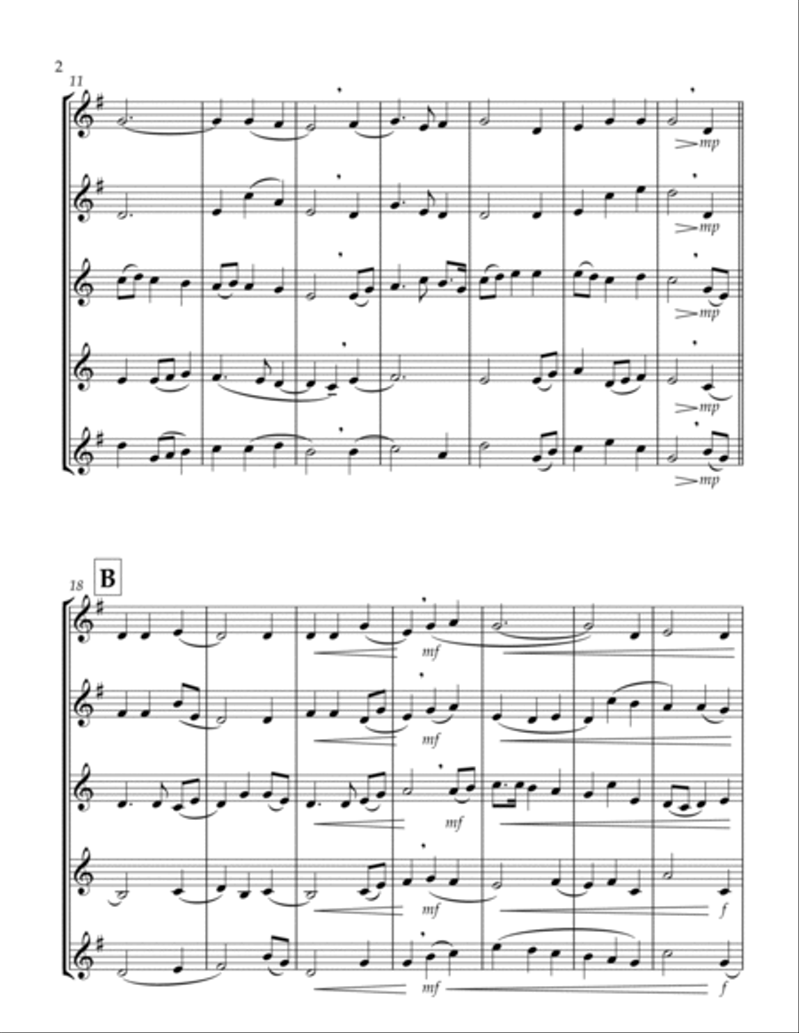 O Spirit All-Embracing (Thaxted) (Bb) (Saxophone Quintet - 2 Alto, 2 Tenor, 1 Bari) (Tenor lead) Saxophone Quintet scores gallery preview page 2