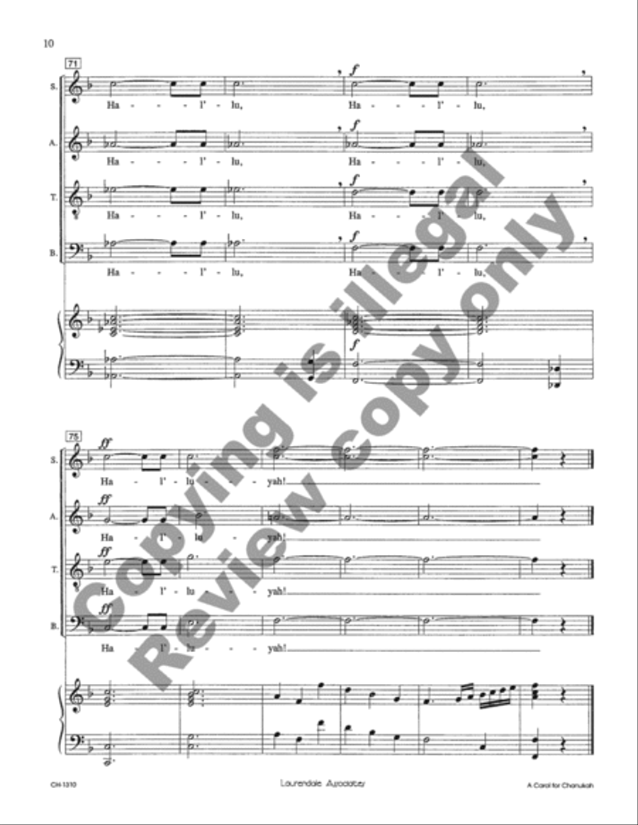 A Carol for Chanukah 4-Part scores gallery preview page 17