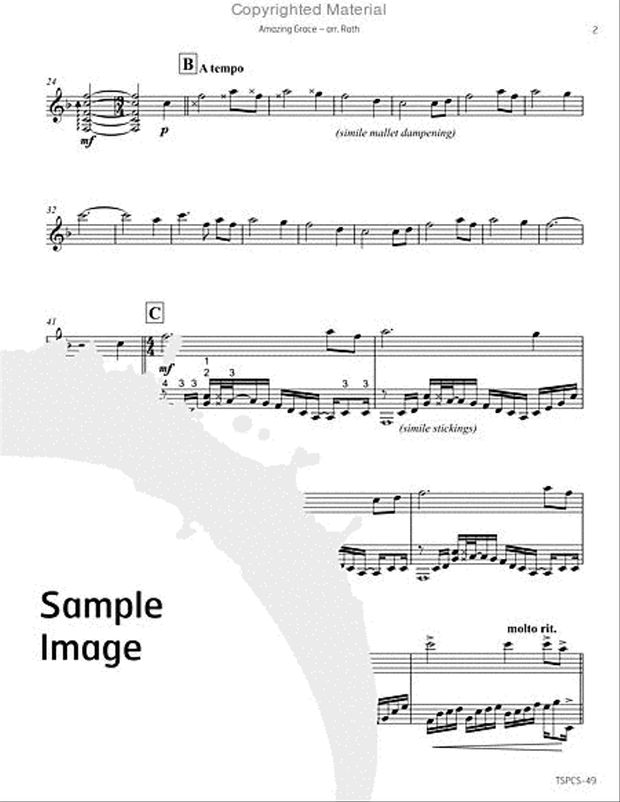 Amazing Grace (solo) Vibraphone scores gallery preview page 6