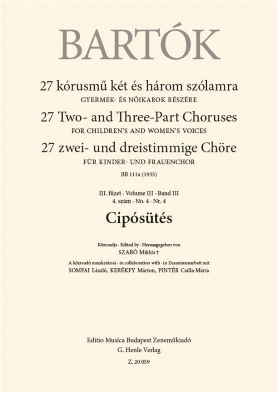 Cipósütés - BB 111a Choir scores gallery preview page 1