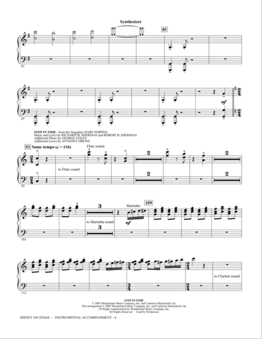 Disney On Stage (Medley) - Synthesizer Choir scores gallery preview page 3