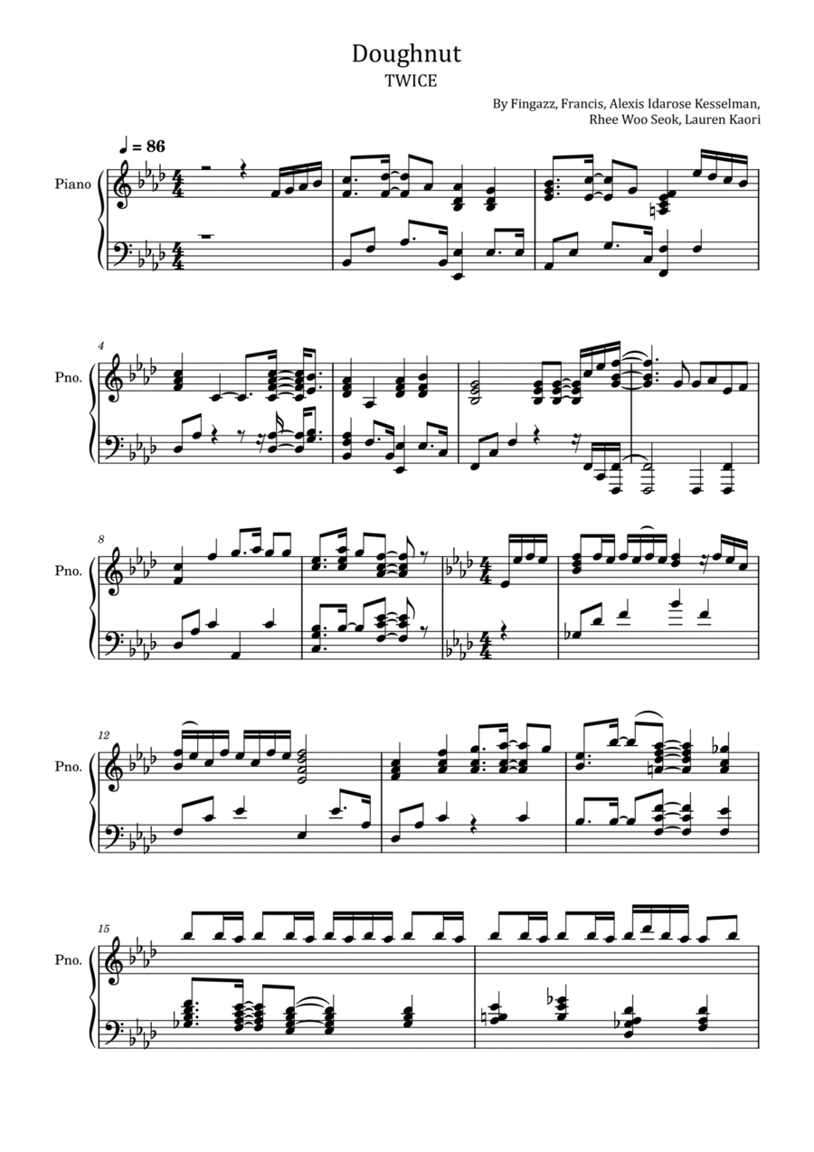 Doughnut Piano Solo scores gallery preview page 1
