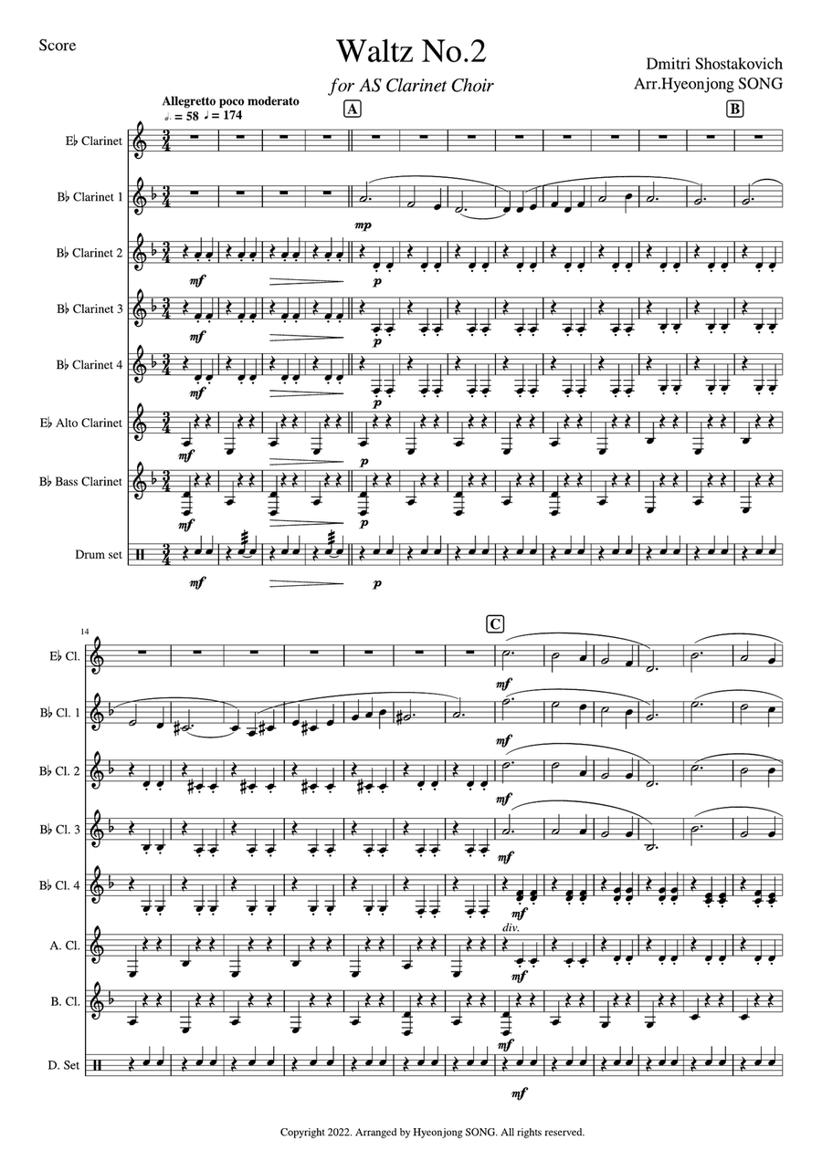 Waltz No.2 for Clarinet Choir