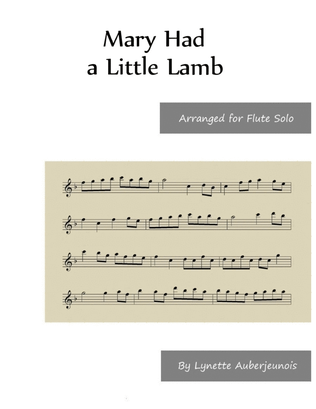 Book cover for Mary Had a Little Lamb - Flute Solo