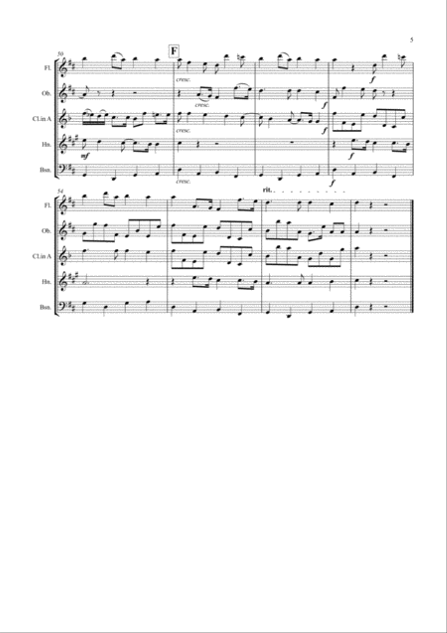 Pachelbel: Canon In D - wind quintet Woodwind Quintet scores gallery preview page 5