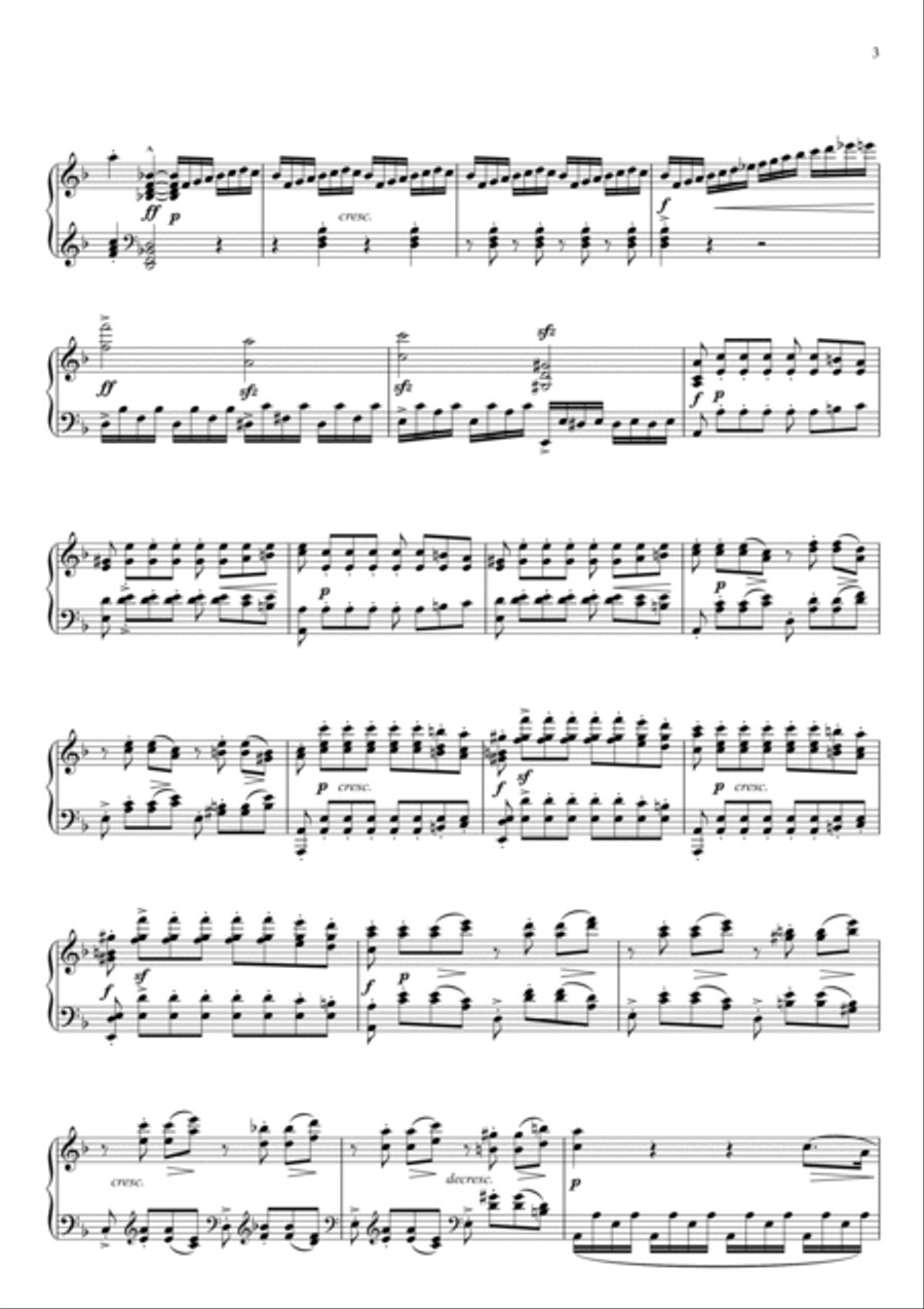Moonlight Sonata Transposed to D minor - 3 mvt. Piano Solo scores gallery preview page 3