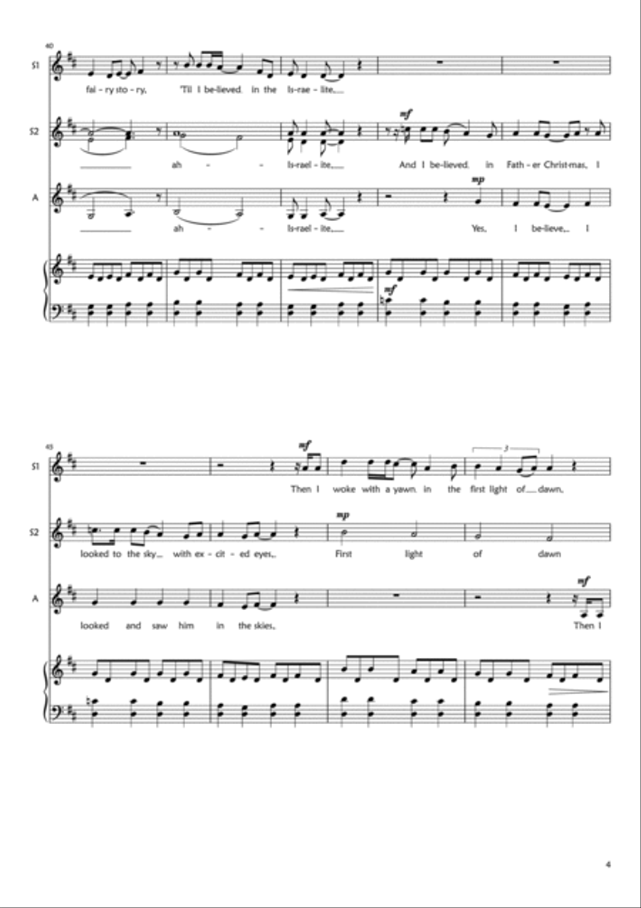 I Believe In Father Christmas SSA scores gallery preview page 4