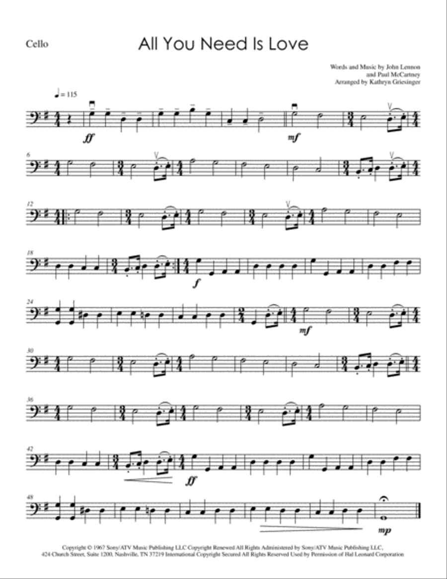 All You Need Is Love String Quartet scores gallery preview page 5