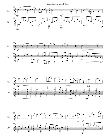 Variations on au Joli Bois for violin and guitar image number null