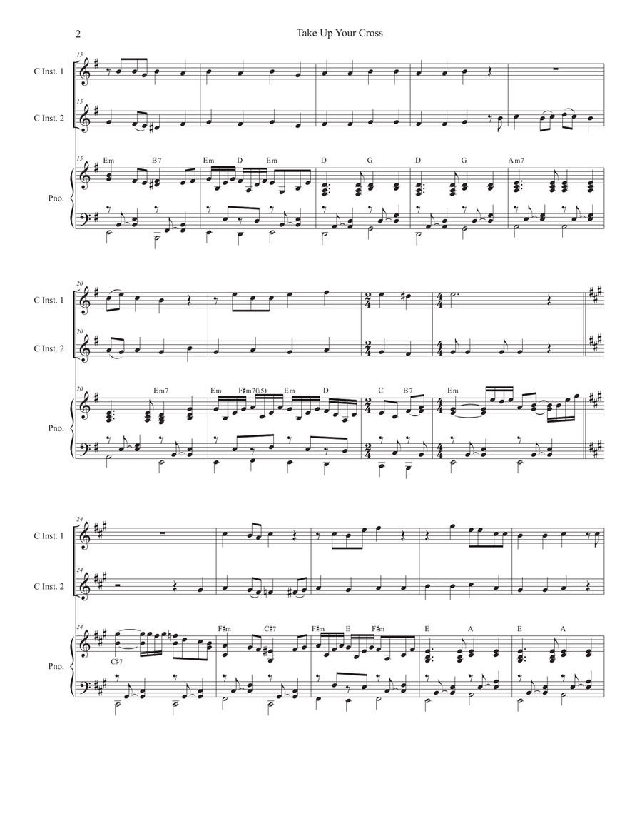 Take Up Your Cross (Duet for C-Instruments) Piano scores gallery preview page 2