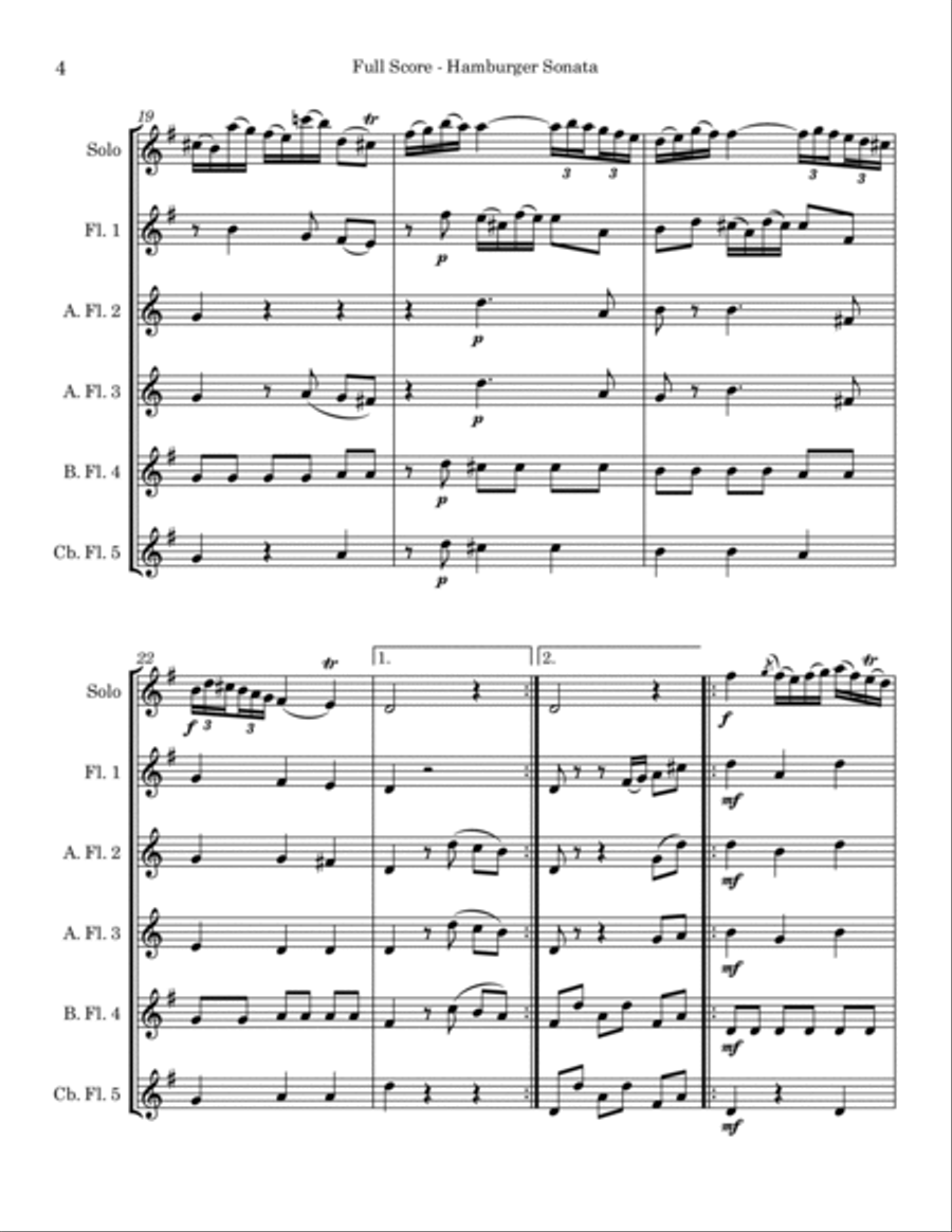 Hamburger Sonata H564 Flute Choir scores gallery preview page 4