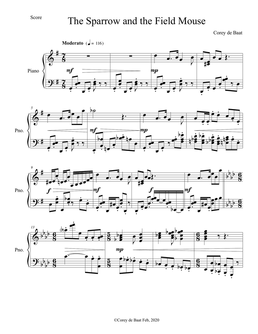 The Sparrow and the Field Mouse Piano Solo scores gallery preview page 1